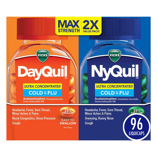 Vicks DayQuil Ultra liquicaps bottle front for daytime relief.