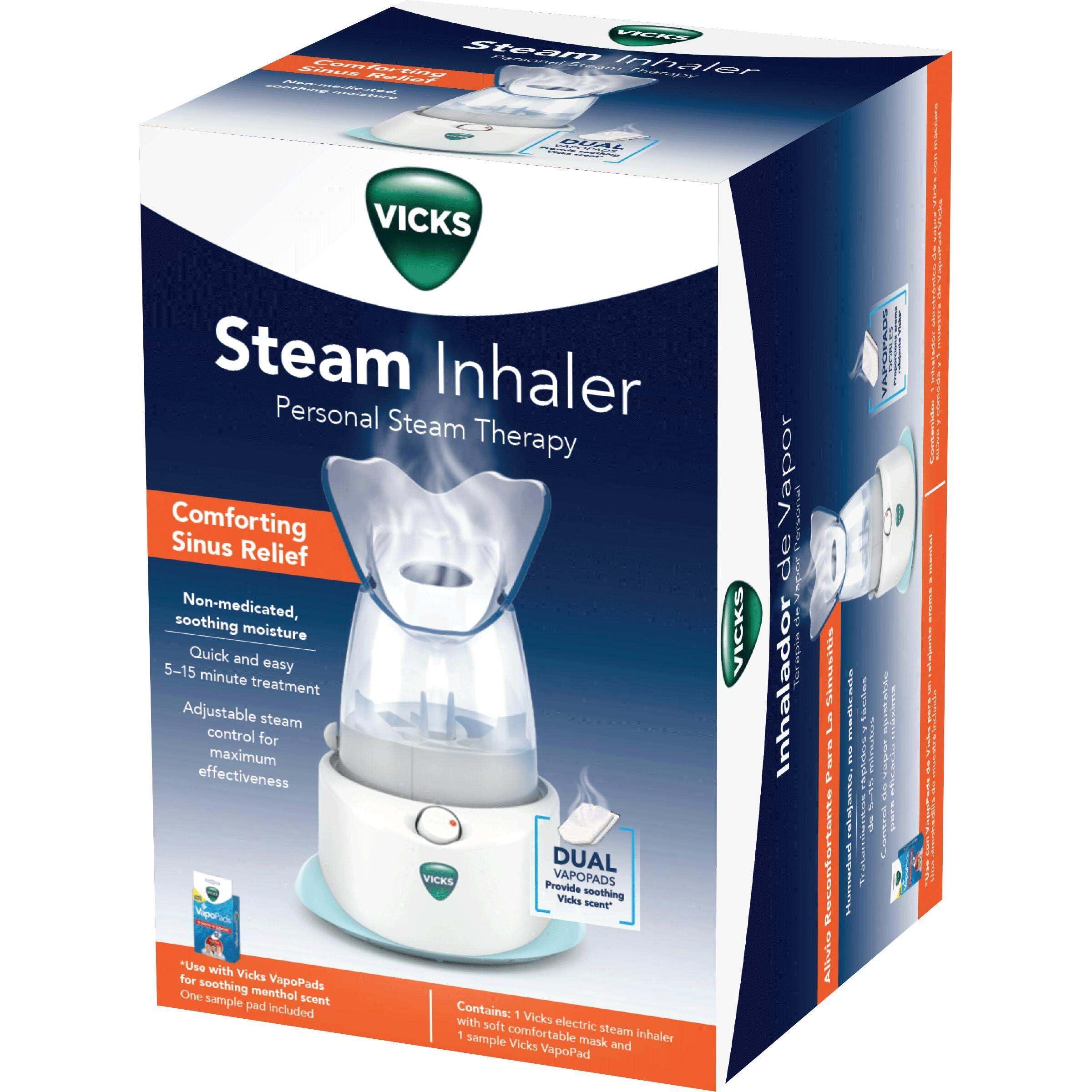 Vicks Personal Steam Inhaler with menthol scent ready for use.