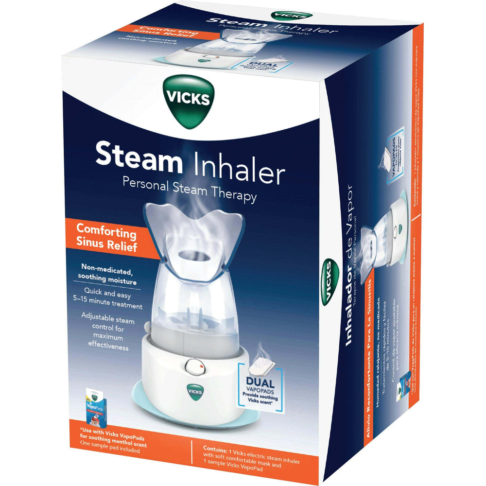 Vicks Personal Steam Inhaler with menthol scent ready for use.