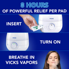 Twenty-pack VapoPads box highlights up to 160 hours of relief.