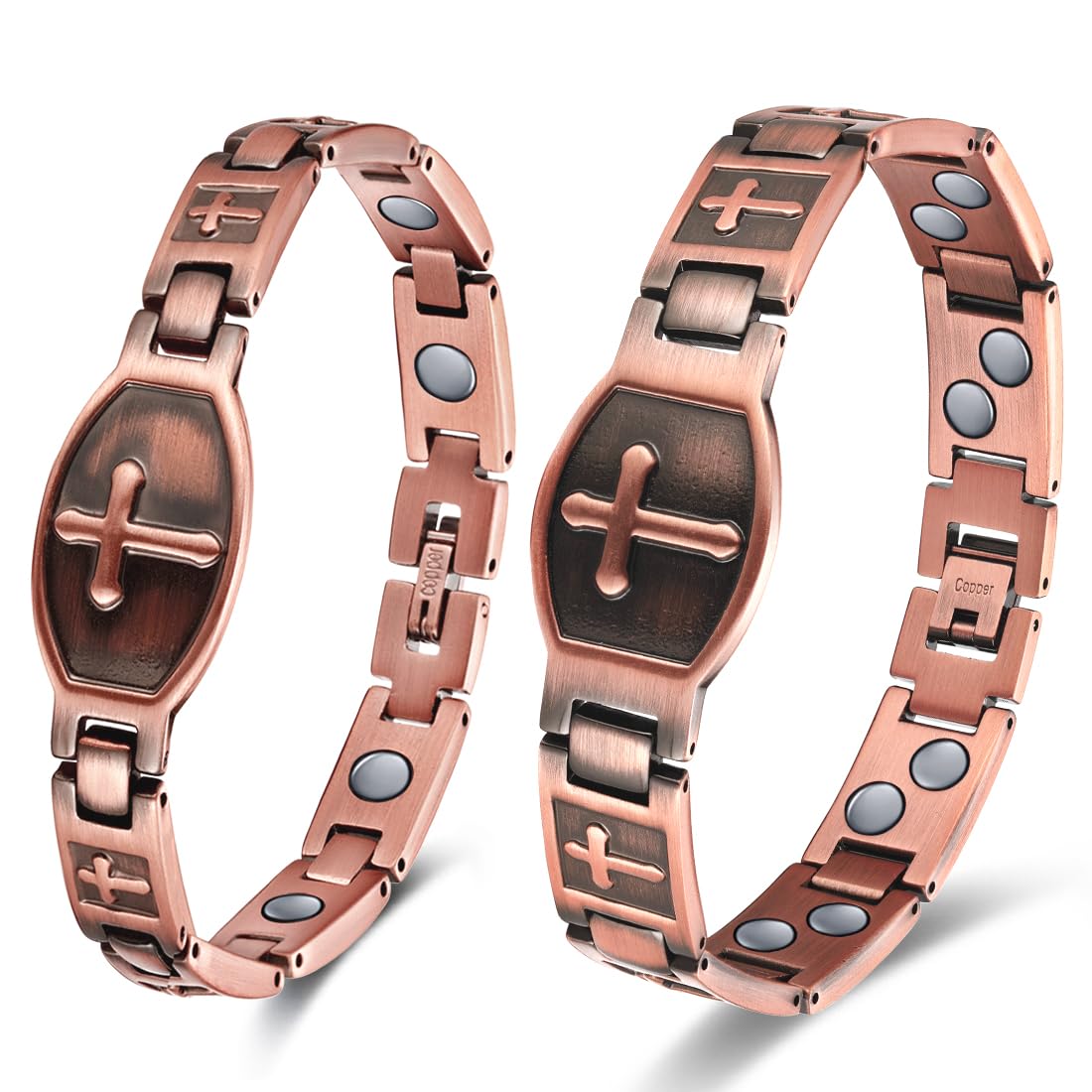Vicmag copper magnetic bracelet double-row pair, stylish and durable for daily wear.
