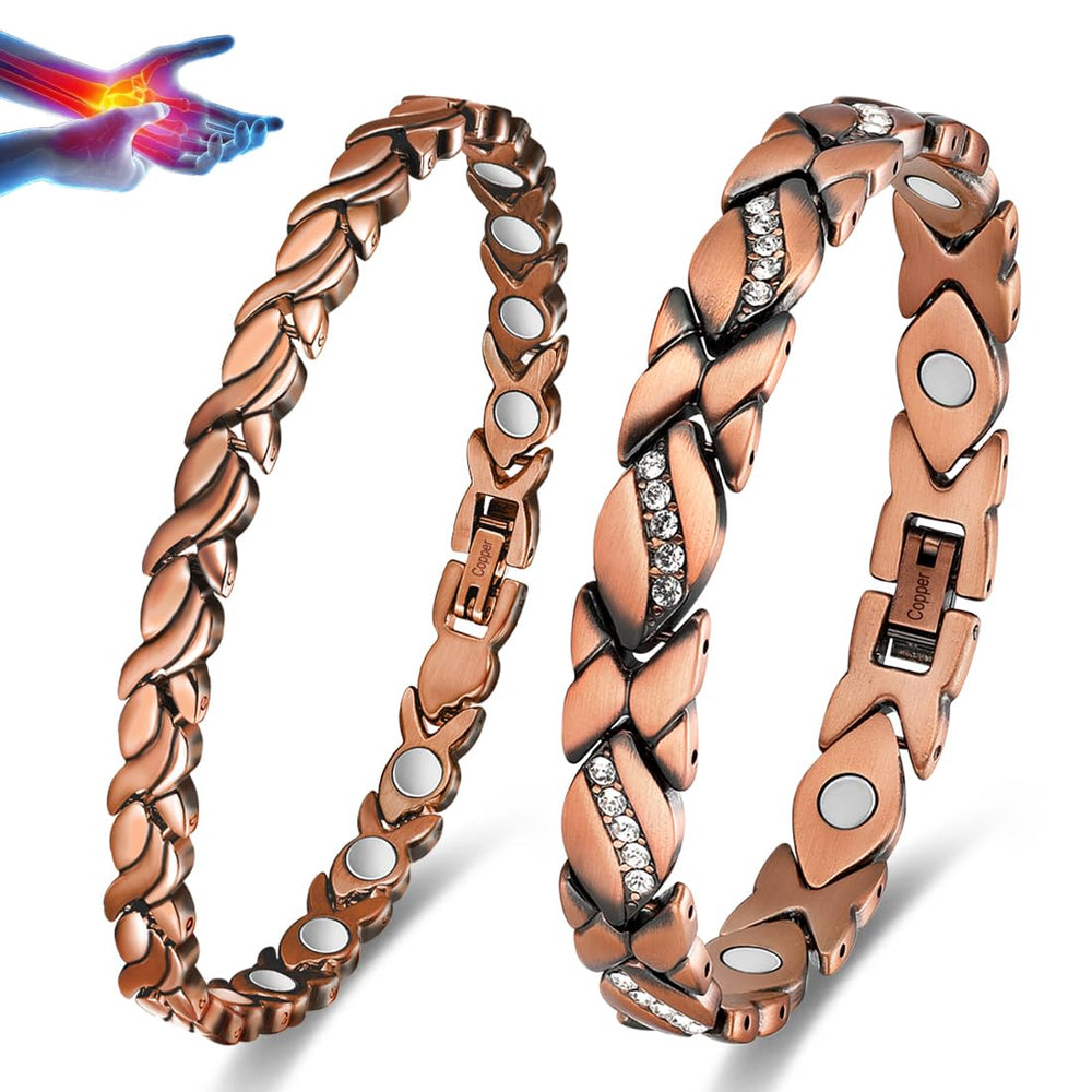 Vicmag copper magnetic bracelet closeup highlights durable copper and integrated magnets.