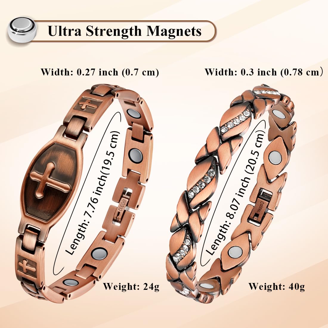 Vicmag copper magnetic bracelet for women in gift box presentation.