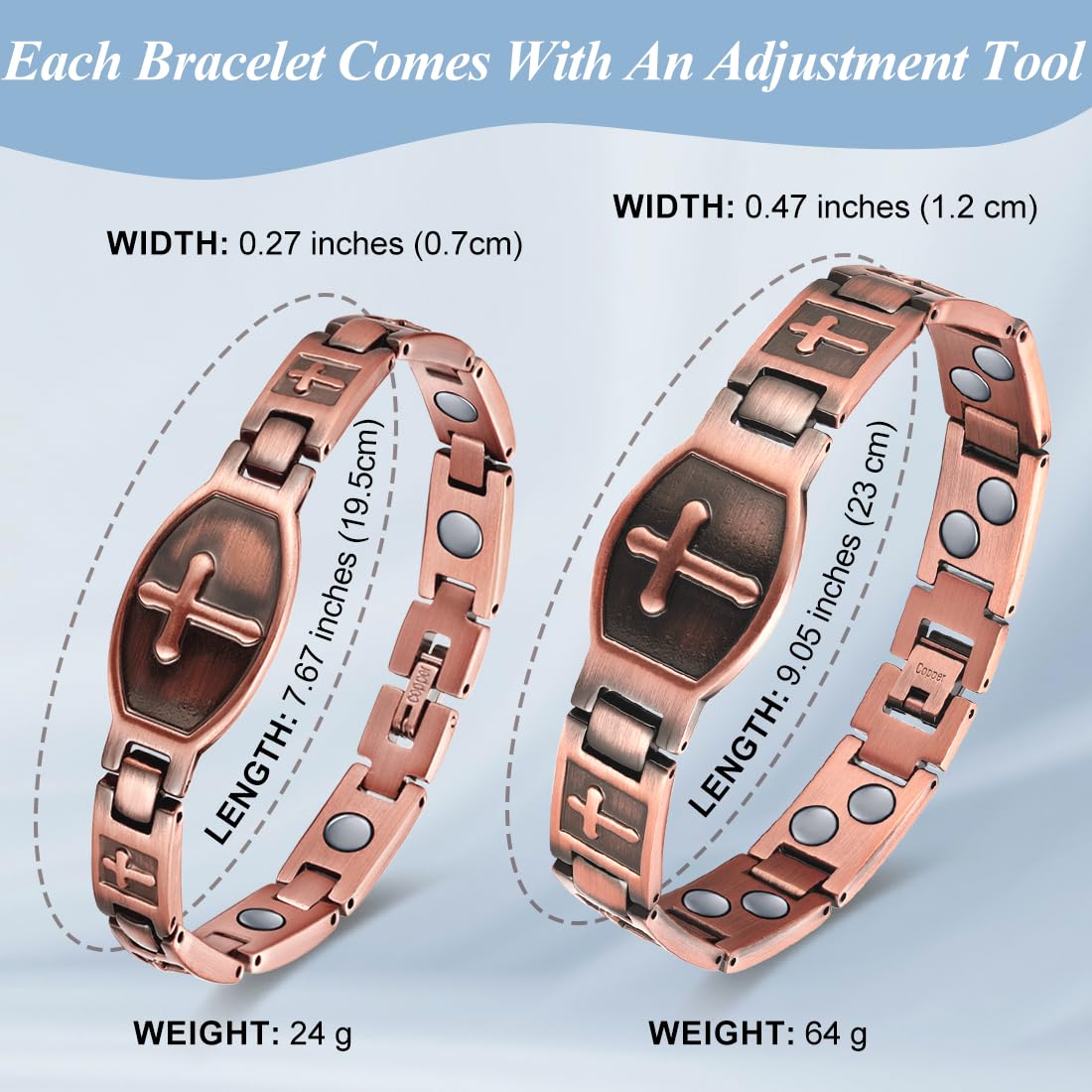 Vicmag cross-design close-up, rugged masculine detail with solid copper finish.