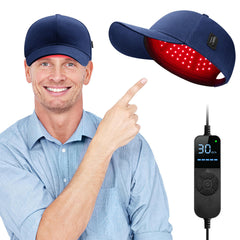 Viconor laser cap worn on head for easy daily at-home routine.