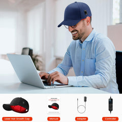 Viconor Laser Hair Growth Cap worn on head showing ergonomic, lightweight design.