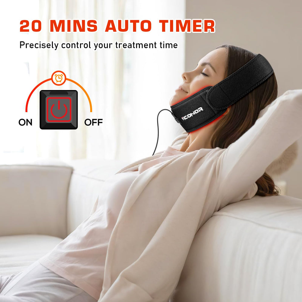 Viconor red-light belt promotes muscle relaxation and improved circulation.