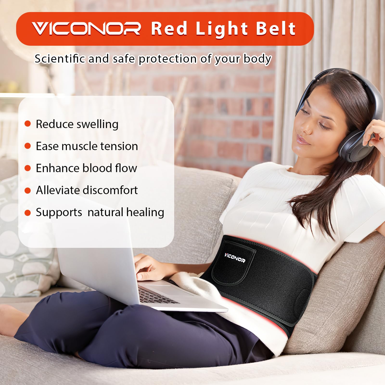 Viconor red light coverage area 142in2 close-up shows extensive light field