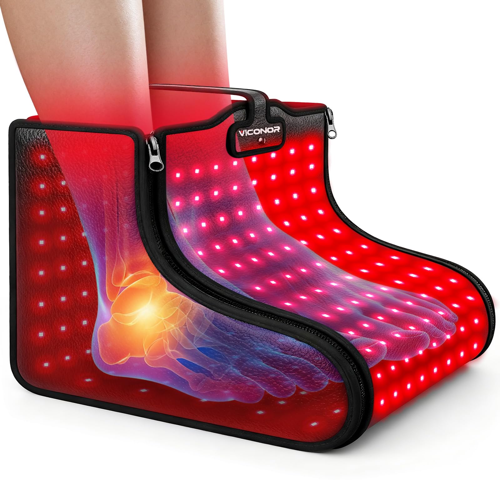 Viconor red light foot wrap close-up for soothing warmth after long days.