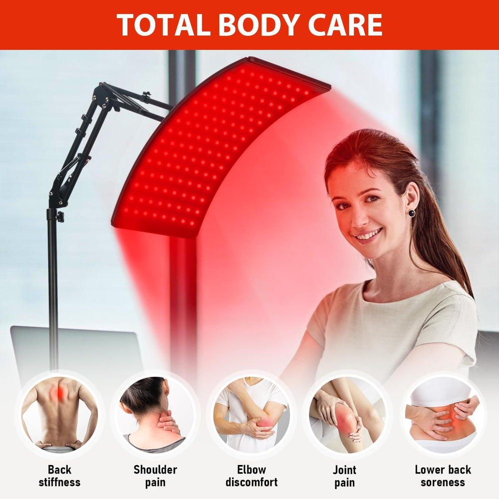 Viconor lamp tilt stand demonstrates adjustable angles for targeted sessions.