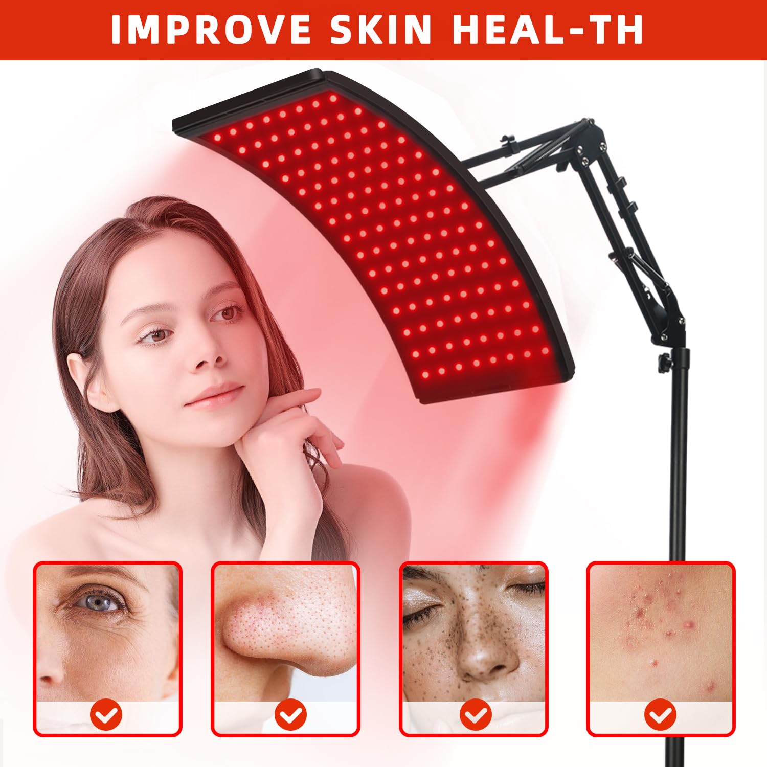 Viconor red-light panel curved design concentrates light for targeted therapy.