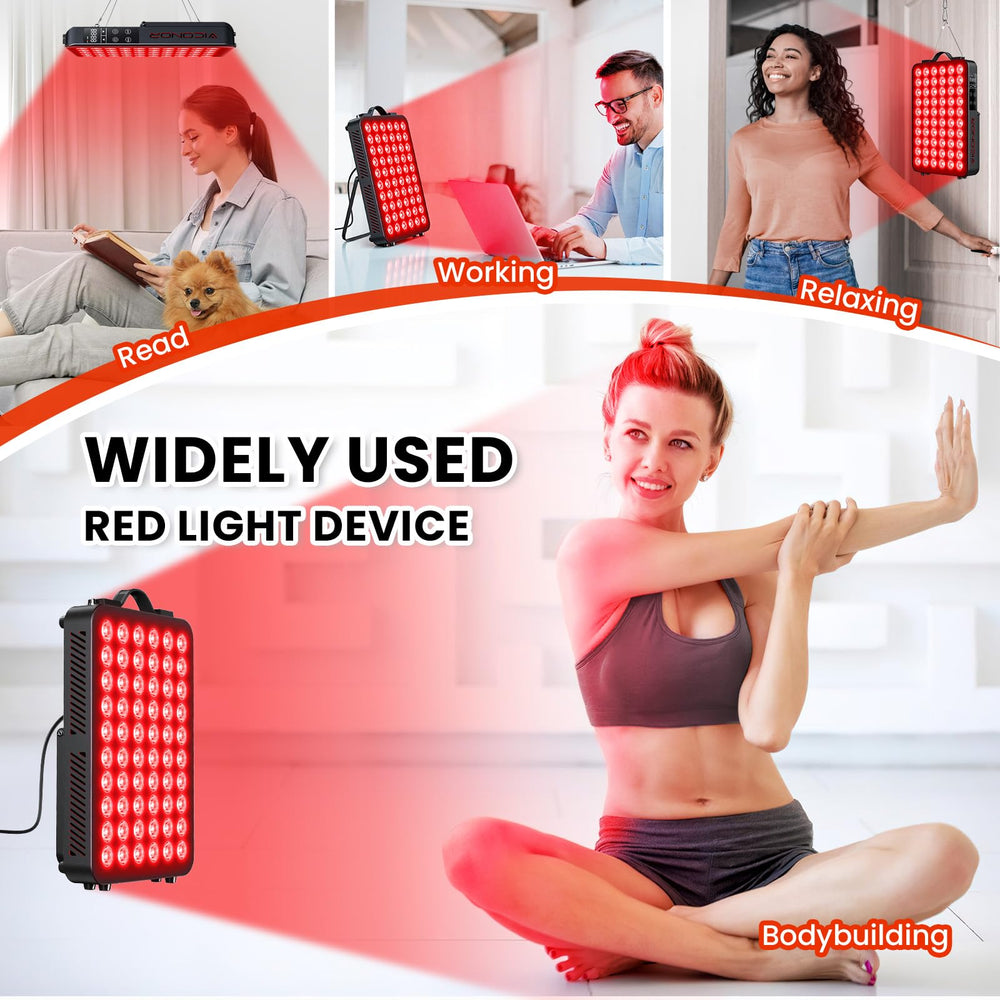 Viconor red light panel timer display and cooling fan details