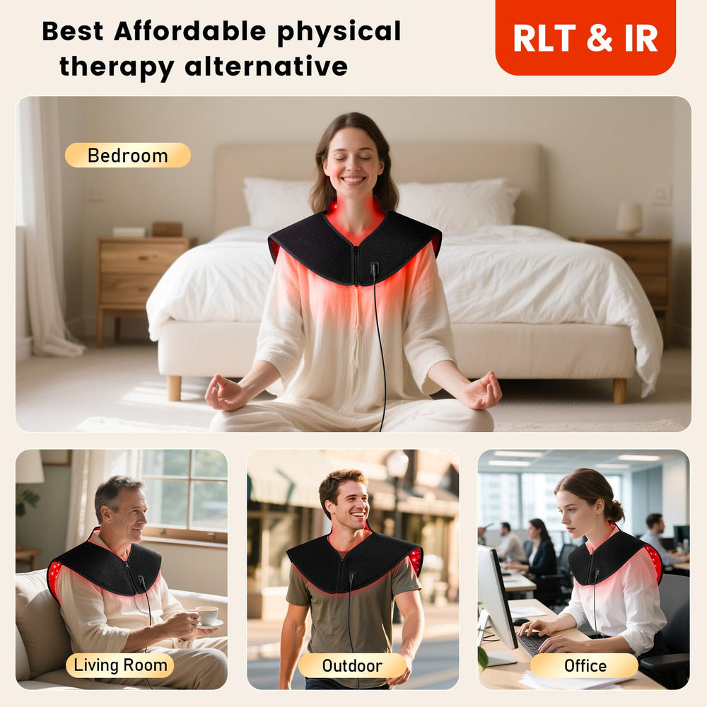 Viconor device spanning shoulders, neck, back, and chest for upper-body coverage.