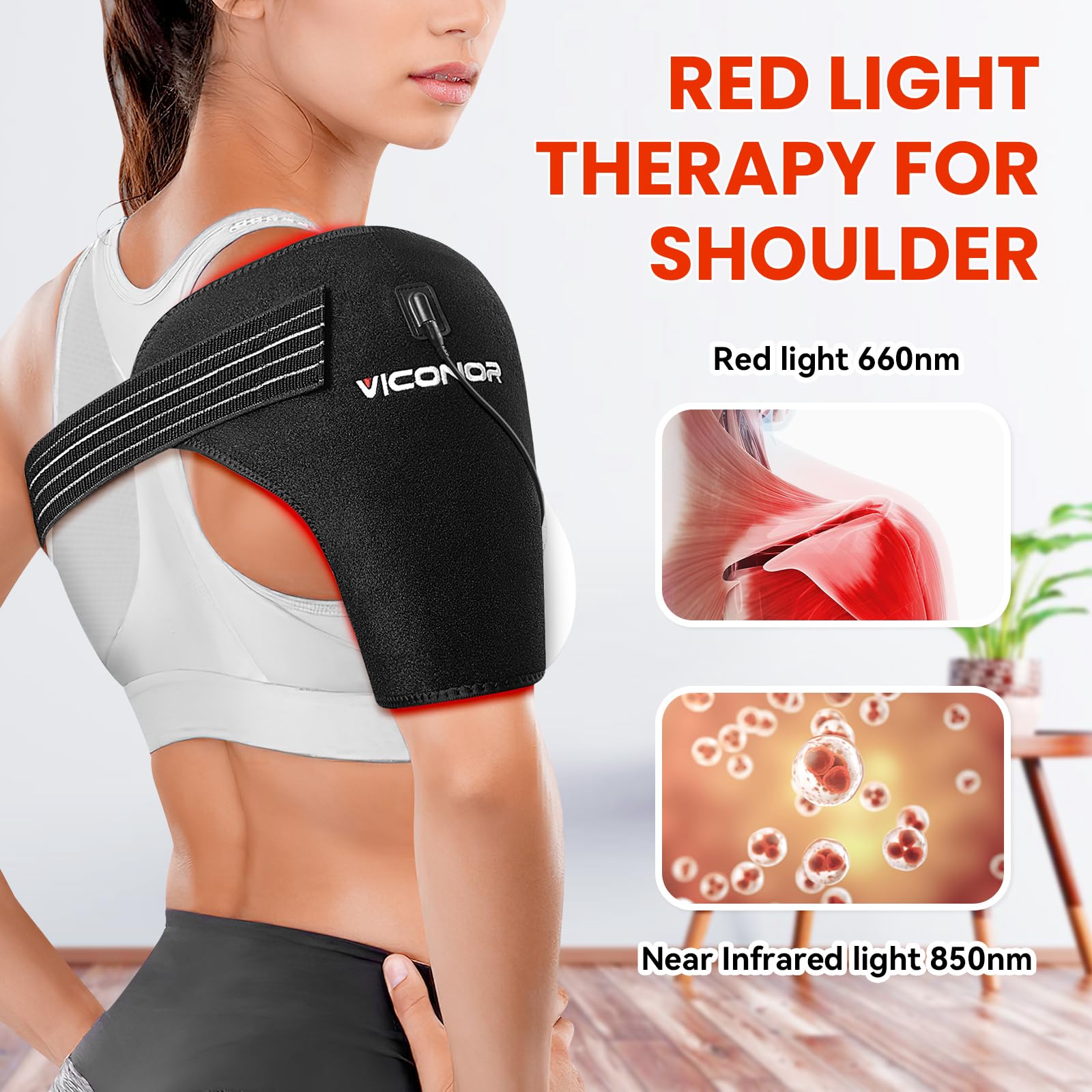 Viconor shoulder wrap heat settings display helps tailor warmth for soothing comfort