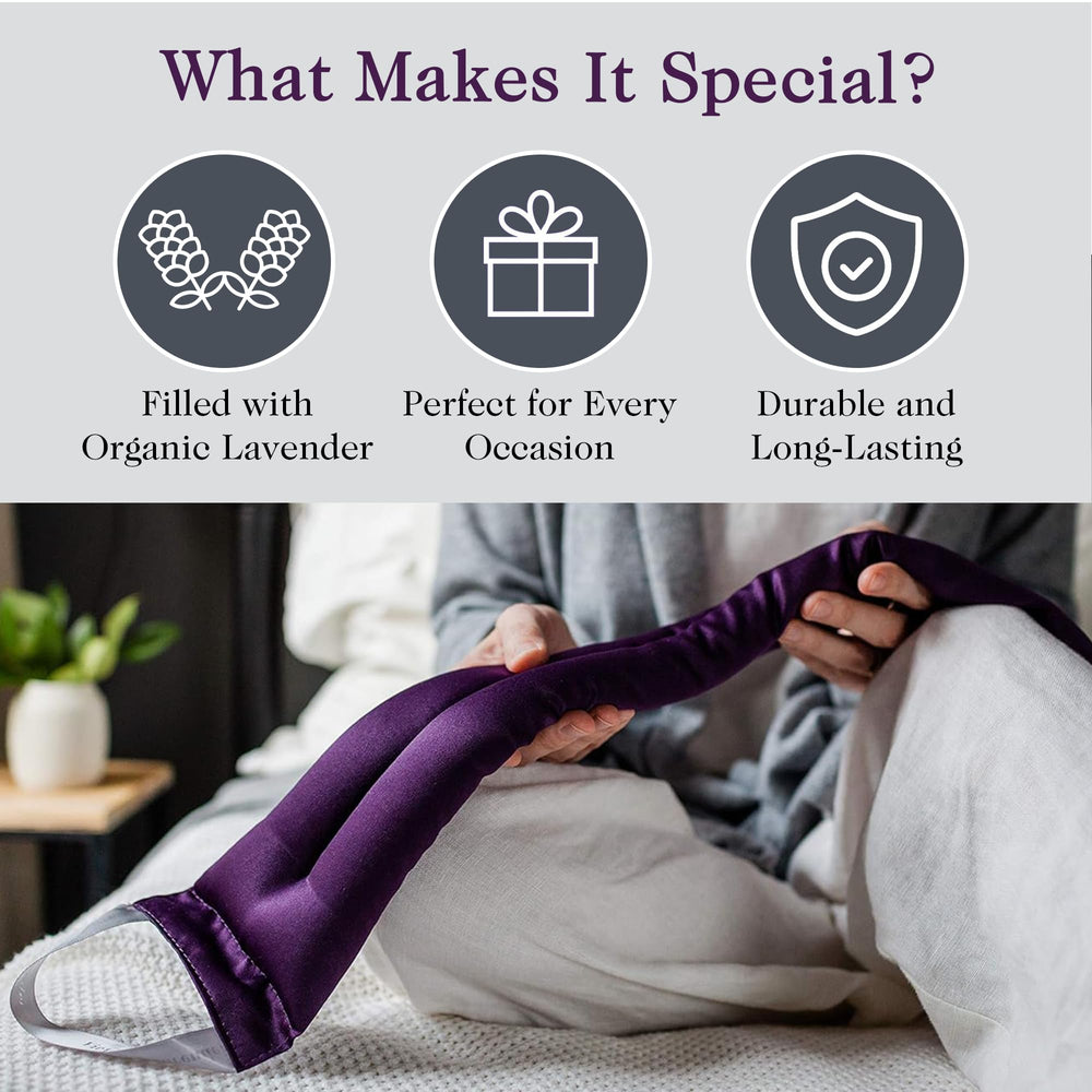 Victoria's Lavender silk-material wrap emphasizes premium feel and soft comfort.