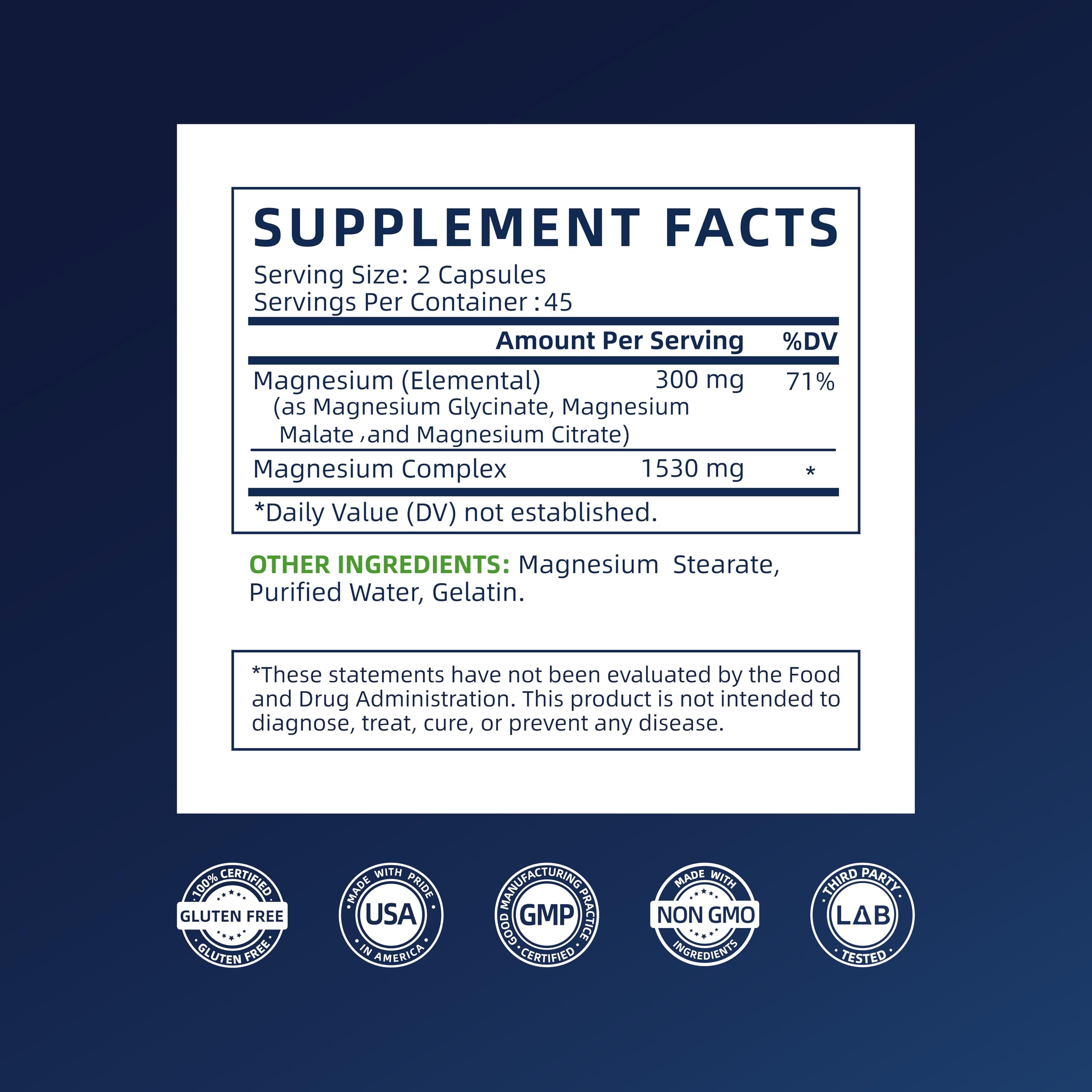 Dosage instructions showing two capsules per day.