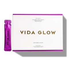 Vida Glow Collagen Liquid Advance bottle with berry flavor for daily skin, hair, and nail support.