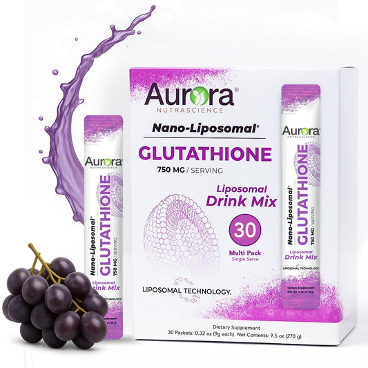 Vida Lifescience Aurora bottle with liposomal glutathione for antioxidant support.