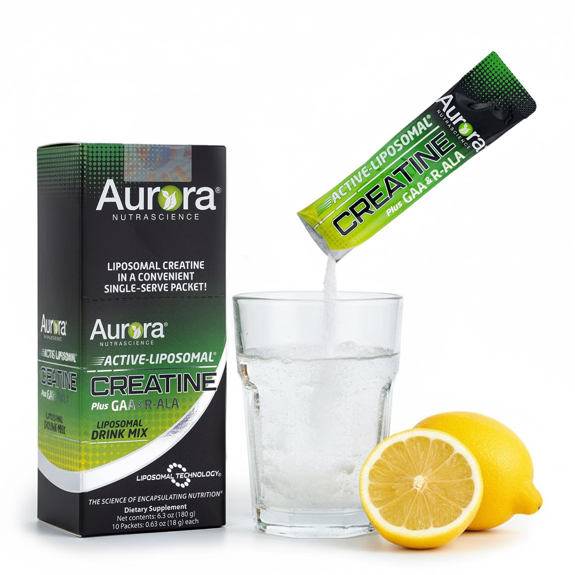 Vida Lifescience Aurora liposomal creatine bottle showcases enhanced delivery.