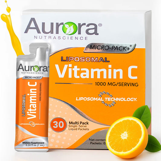Vida Lifescience Aurora liposomal vitamin C bottle pour for easy daily intake.