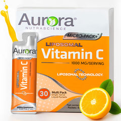 Vida Lifescience Aurora liposomal vitamin C bottle pour for easy daily intake.