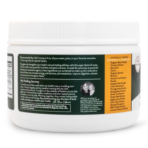 VIDAPURA Mighty Maca Plus Mango ingredients—30+ greens and adaptogens for balance.