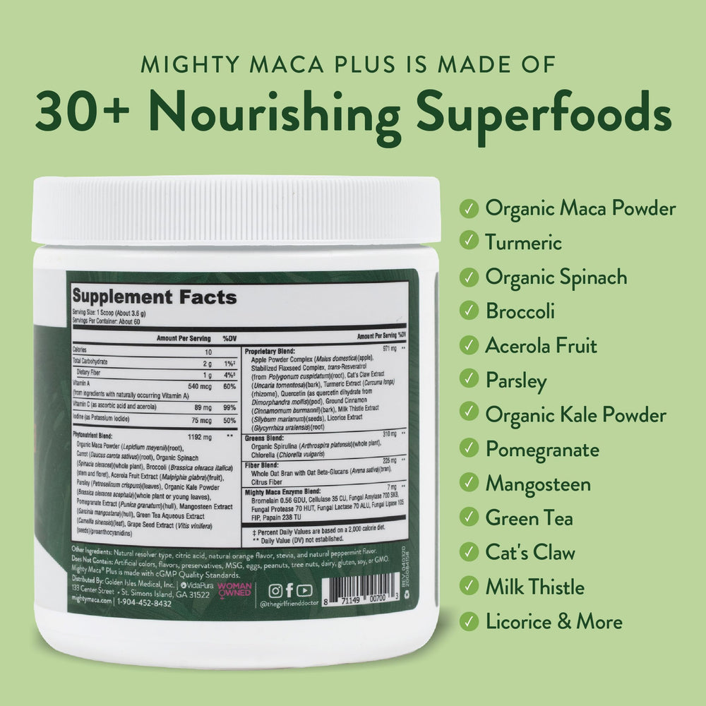 Glass of smoothie featuring VIDAPURA Mighty Maca Plus for a nutrient-rich breakfast.