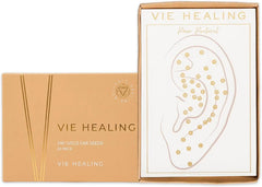 Vie Healing 24K gold ear seeds kit laid out for at-home use.