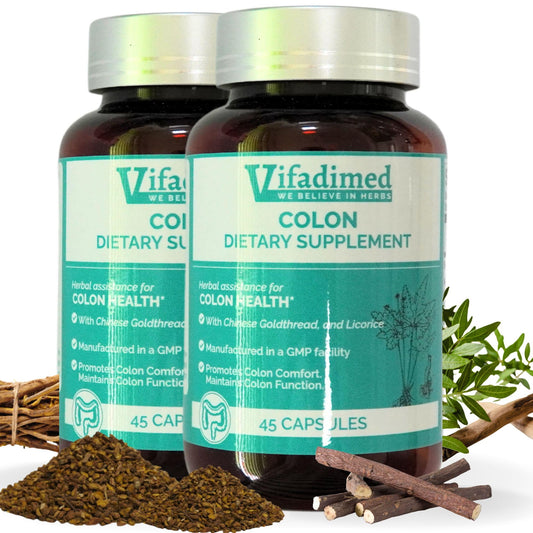 VIFADIMED Colon bottle on table signaling digestive support