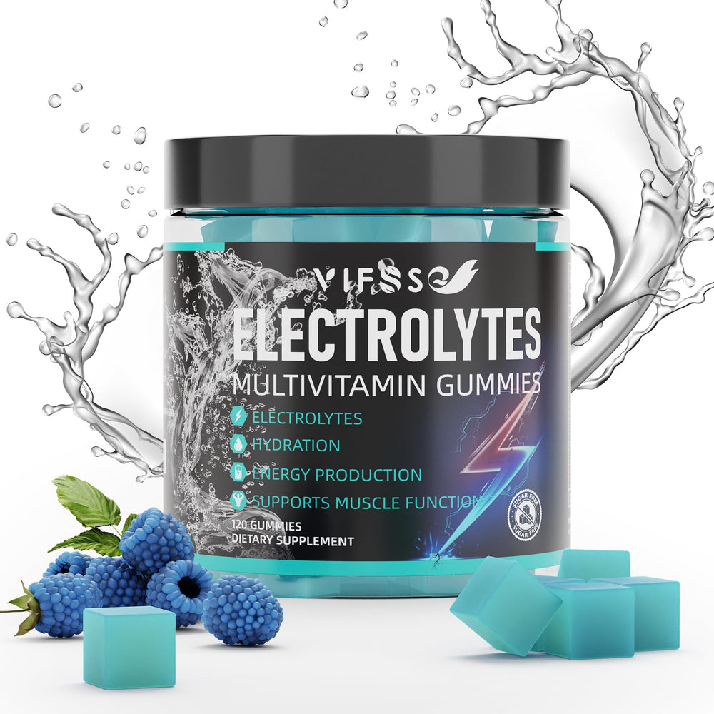 VIFSSG Electrolytes Gummies blue raspberry pack front, ideal for on-the-go hydration.