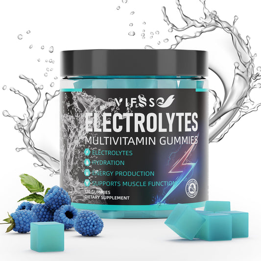 VIFSSG Electrolytes Gummies blue raspberry pack front, ideal for on-the-go hydration.
