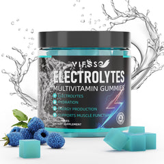 VIFSSG Electrolytes Gummies blue raspberry pack front, ideal for on-the-go hydration.