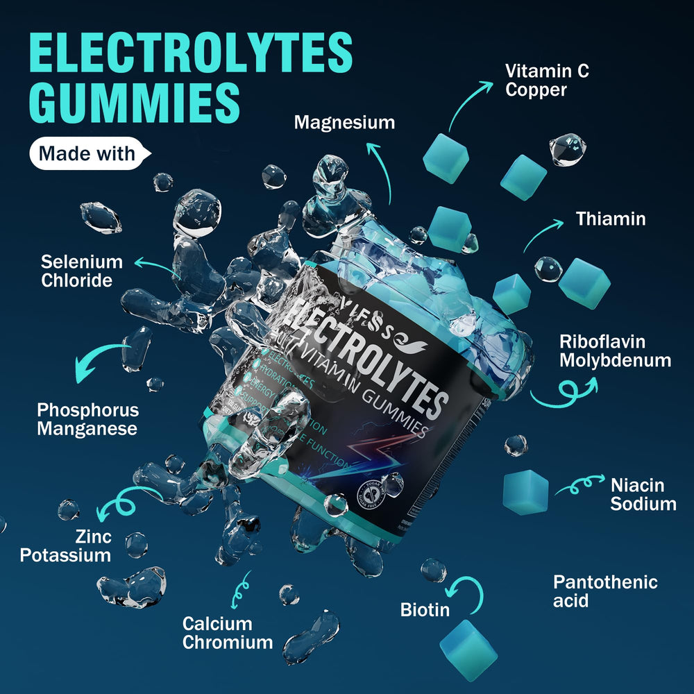 VIFSSG Electrolytes Gummies blue raspberry pack side, showcasing resealable packaging for convenience.