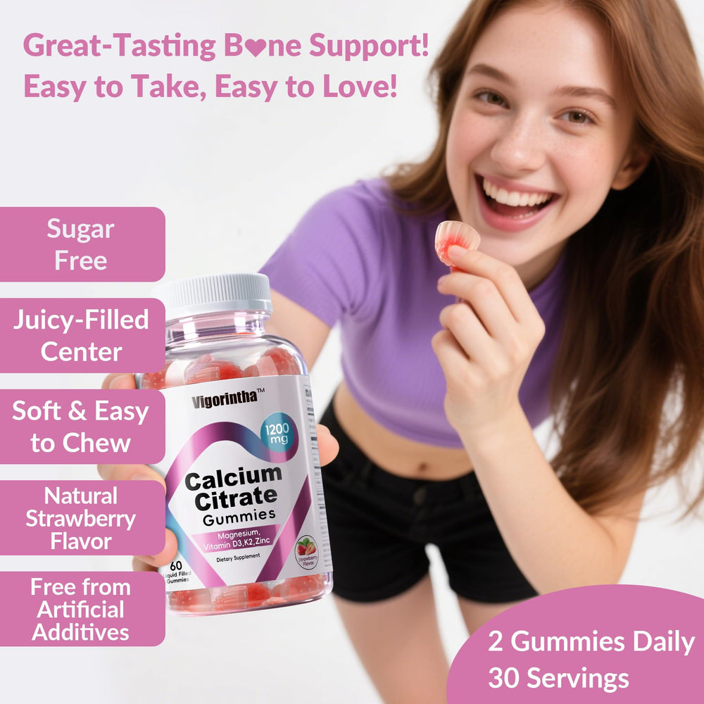 Vigorintha easy-dispense container suggests convenient daily calcium routine