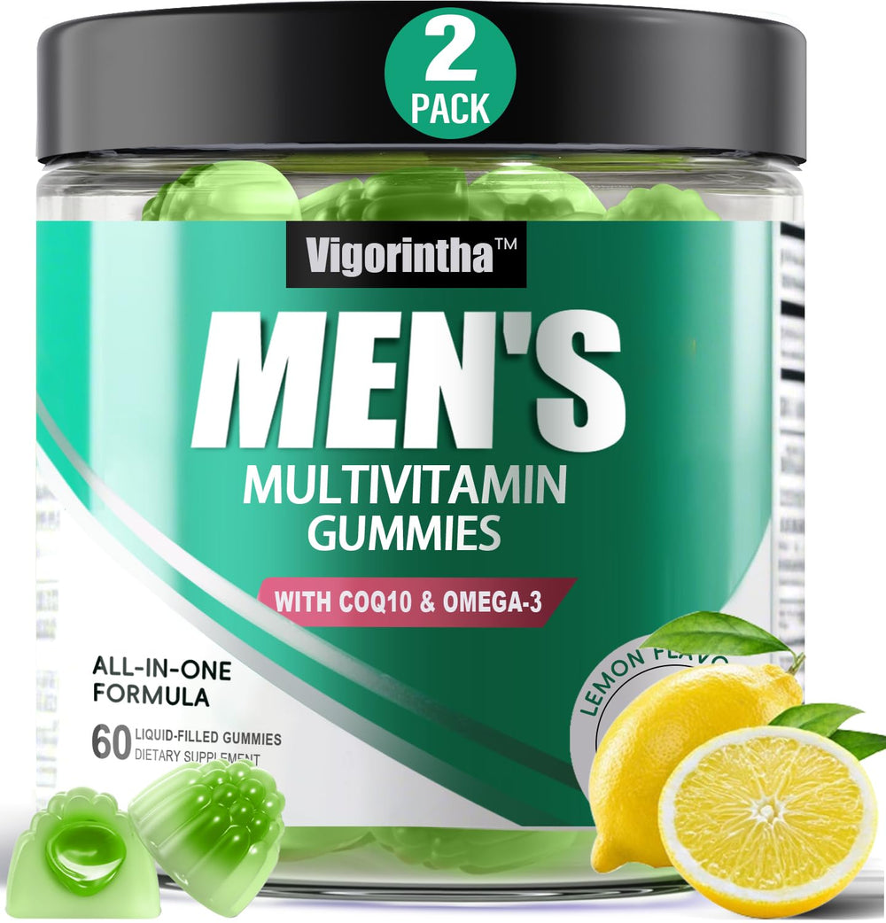 Vigorintha men's multivitamin gummies pack for daily energy and balance.