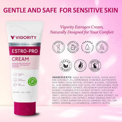 Vigority Estro-Pro cream texture close-up reveals creamy, non-irritating feel.