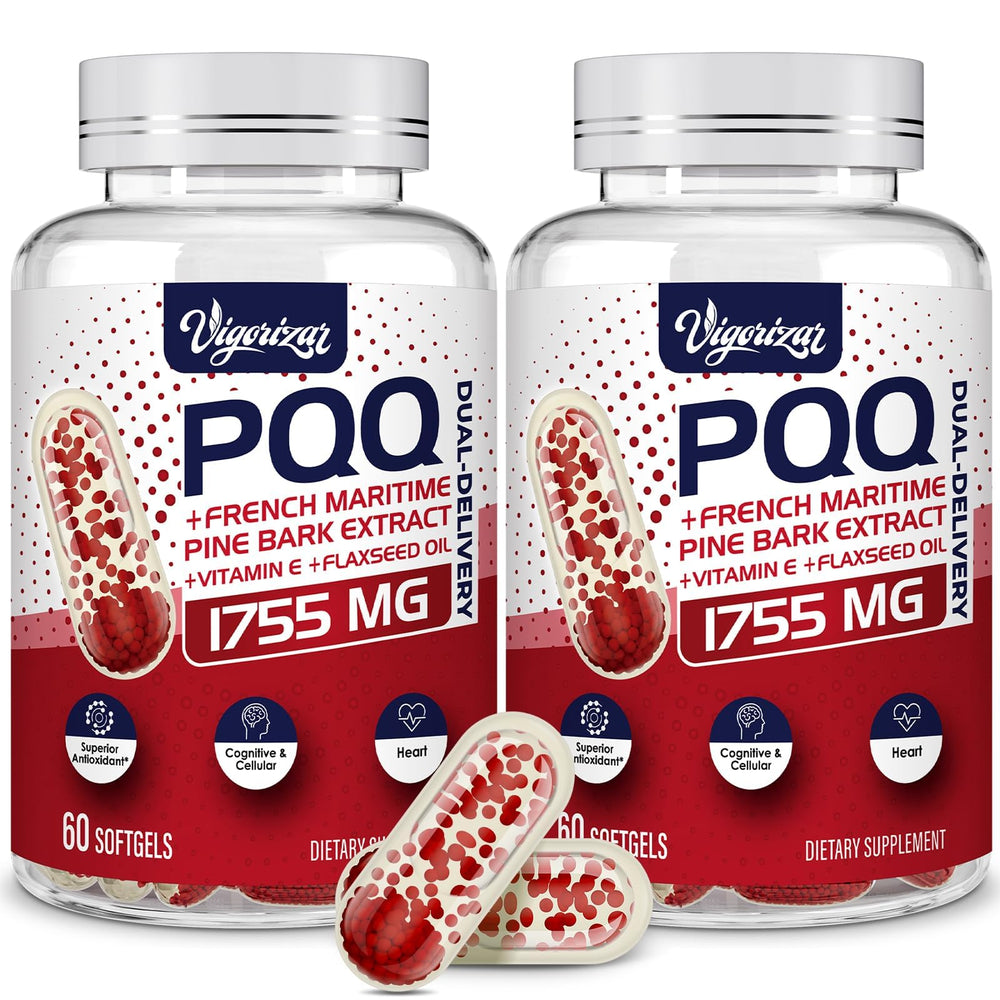 Vigorizar Pycnogeno dual-delivery bottle with vegan softgels for daily wellness.