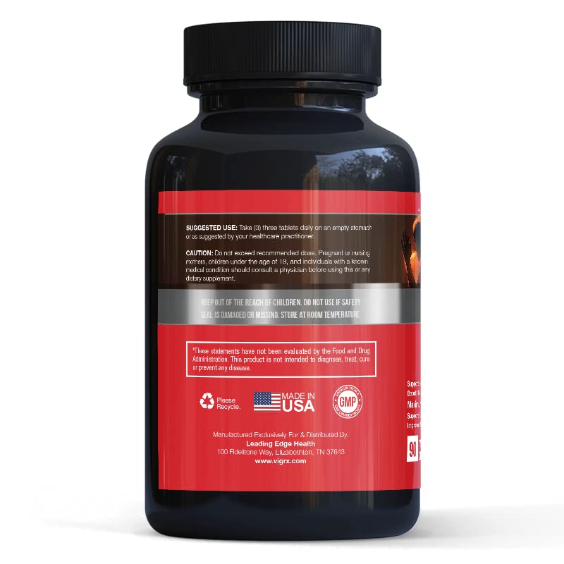 VigRX Nitric Oxide Support ingredients panel highlighting natural blends for circulation support.