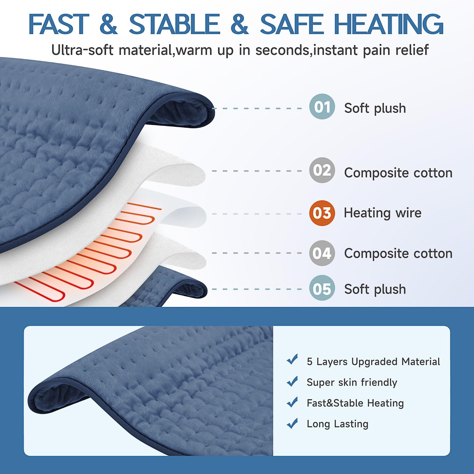 Vilicert heating pad controller shows adjustable temperatures for personalized warmth.