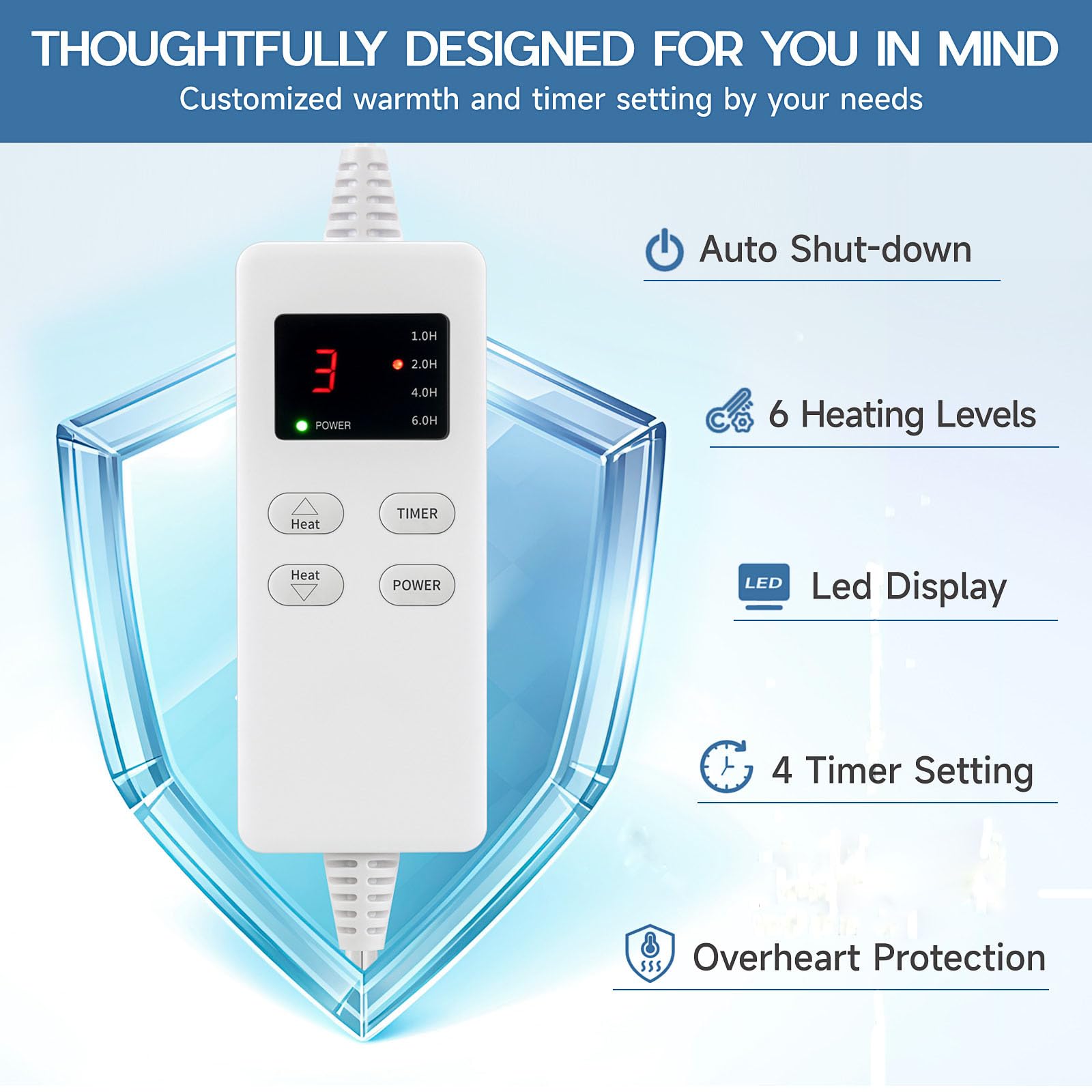 Vilicert heating pad extended cord demonstrates freedom of movement during use.