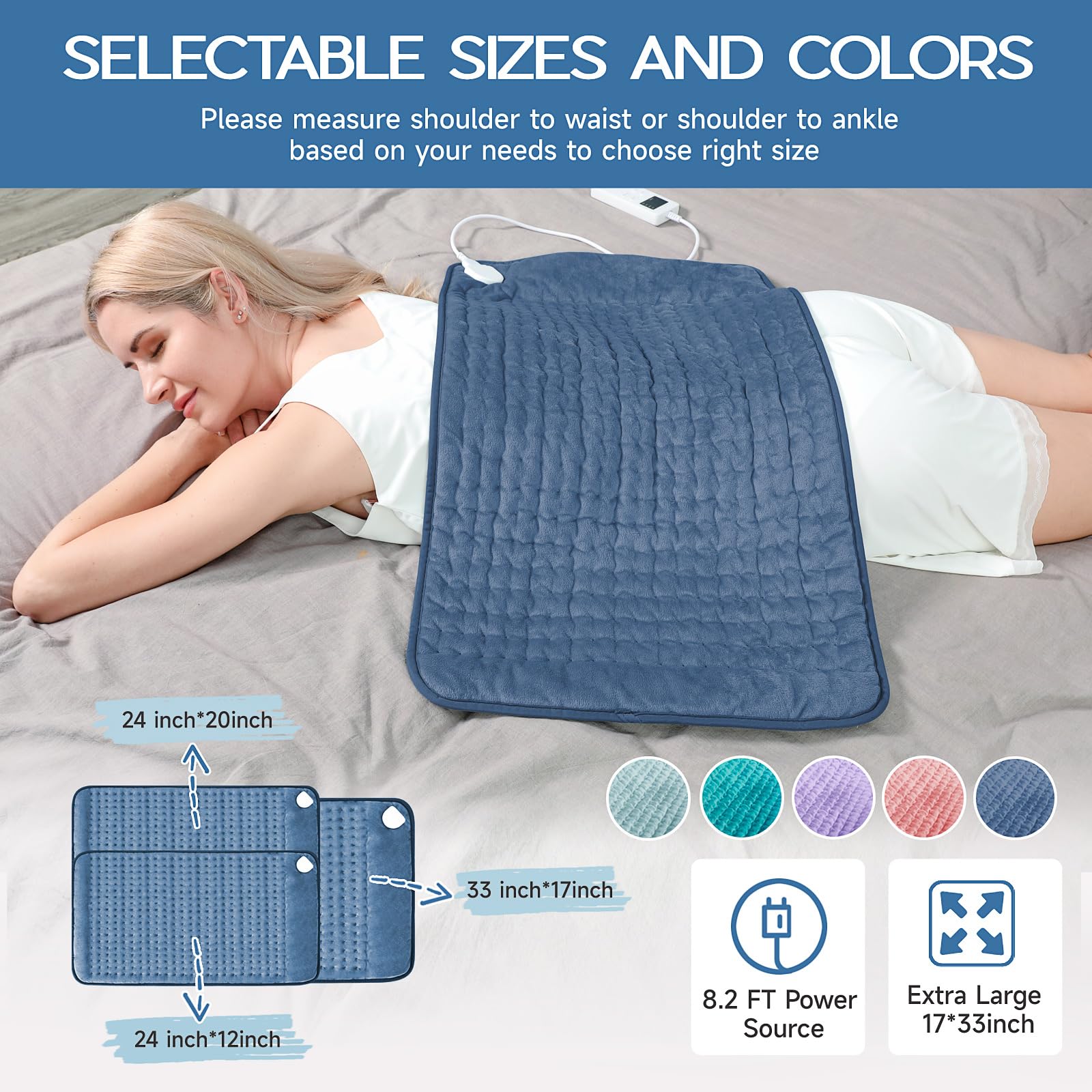 Vilicert 17x33 inch size showcased for wide coverage and comfort.