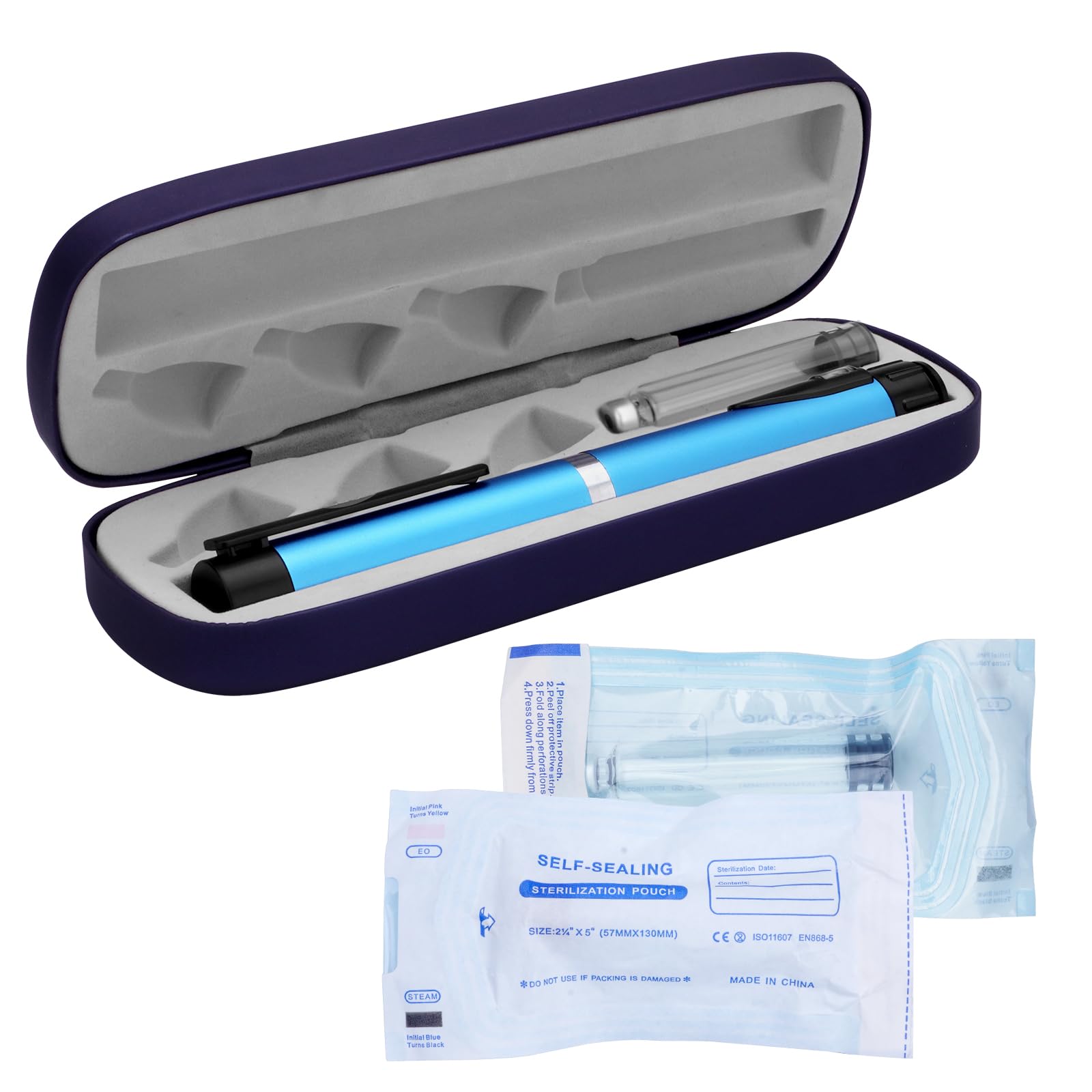 VILKTDD Personal Reusable Pen Injector blue with clear display for precise dosing.