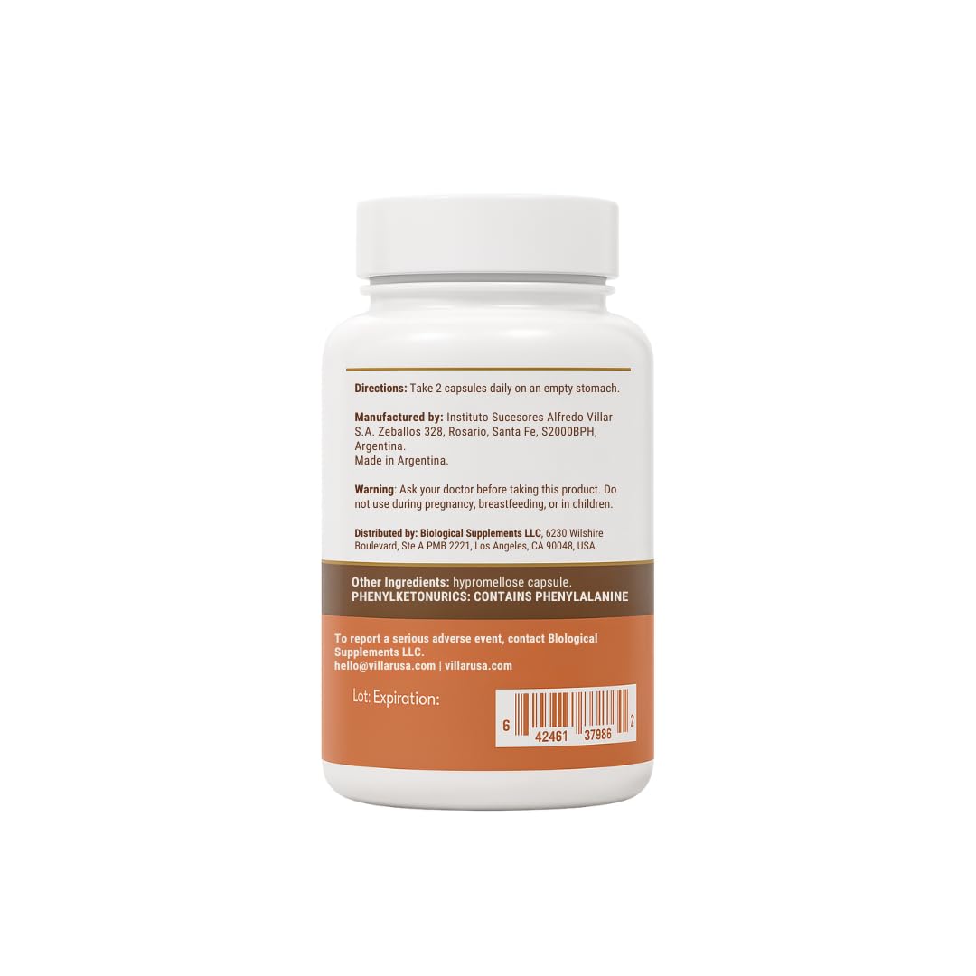 VILLAR BIOTECH gluten-free non-GMO label indicates clean ingredients.