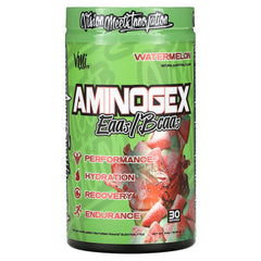 VMI Sports Aminogex Ultra watermelon bottle for on-the-go hydration with BCAAs.
