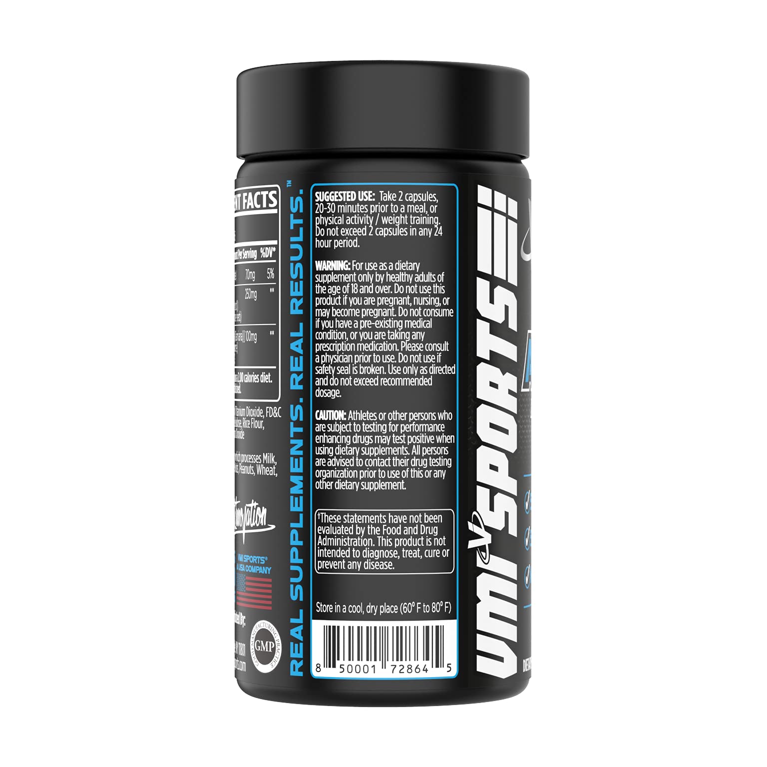 VMI Sports Arimidrol capsules image emphasizes easy pre-workout or pre-meal use