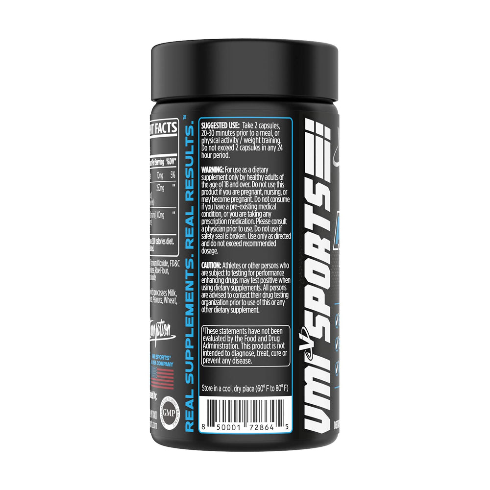 VMI Sports Arimidrol capsules image emphasizes easy pre-workout or pre-meal use