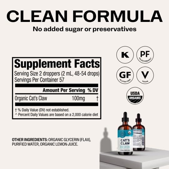 Vimergy Cats Claw Liquid in water for a simple daily wellness boost