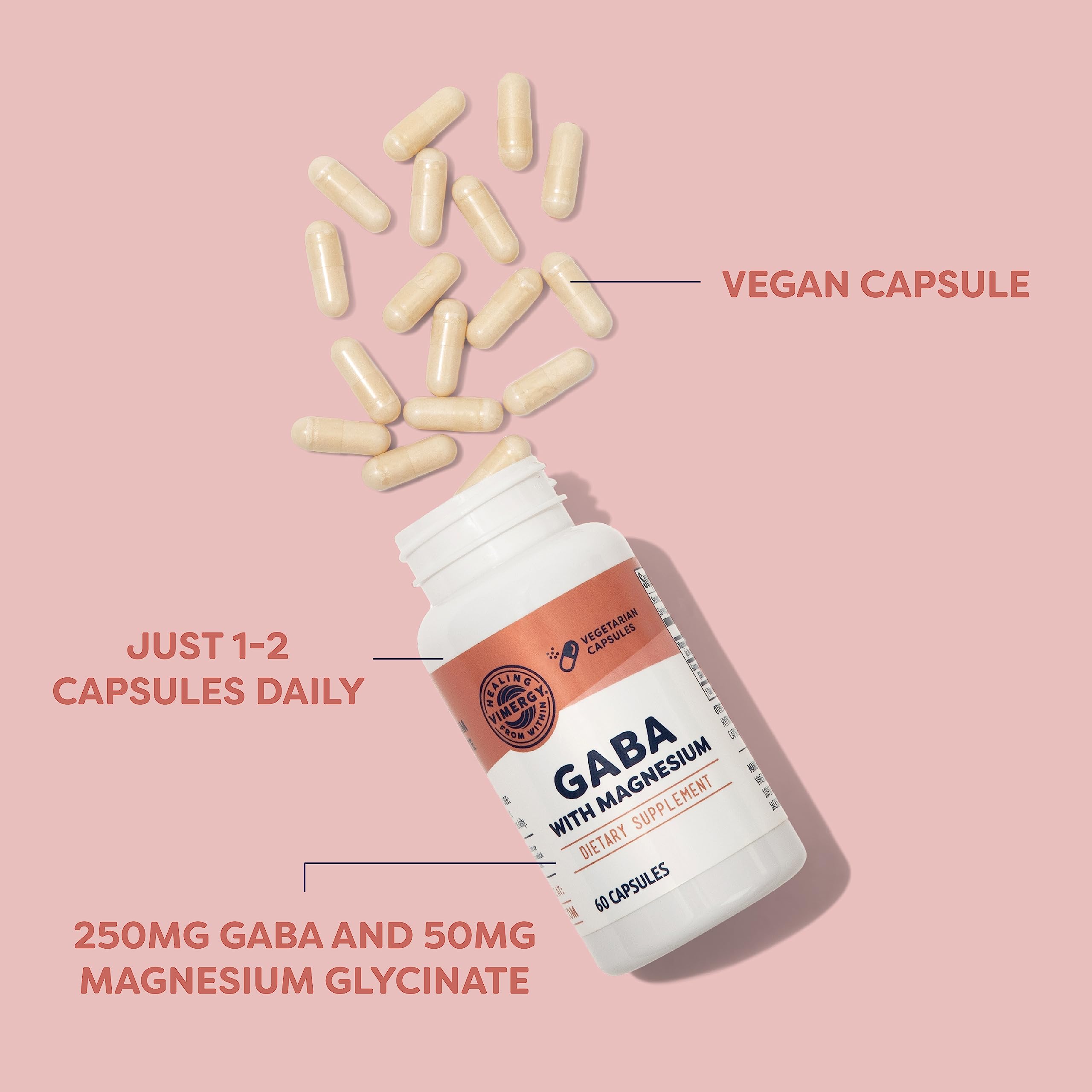 Vimergy GABA with Magnesium label signals clean, simple ingredients.