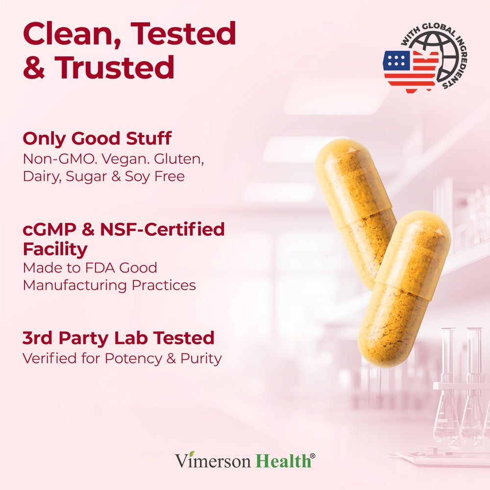 Vimerson Health black pepper extract capsule close-up highlighting improved curcumin bioavailability