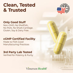Vimerson Health Boswellia-Quercetin ingredients highlight joint comfort benefits.